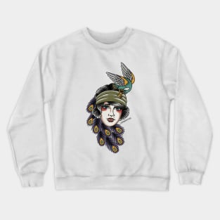 Peacock Lady Head/Face Crewneck Sweatshirt